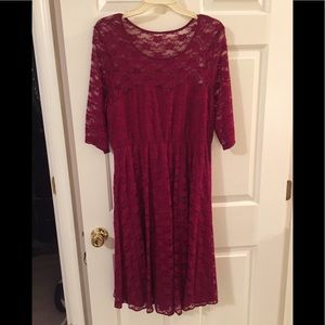 ASOS Red dress with lace overlay / empire waist